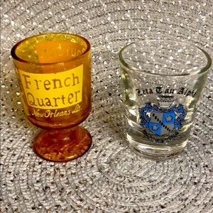 2 Vintage shot glasses, zeta tau alpha, New Orlean